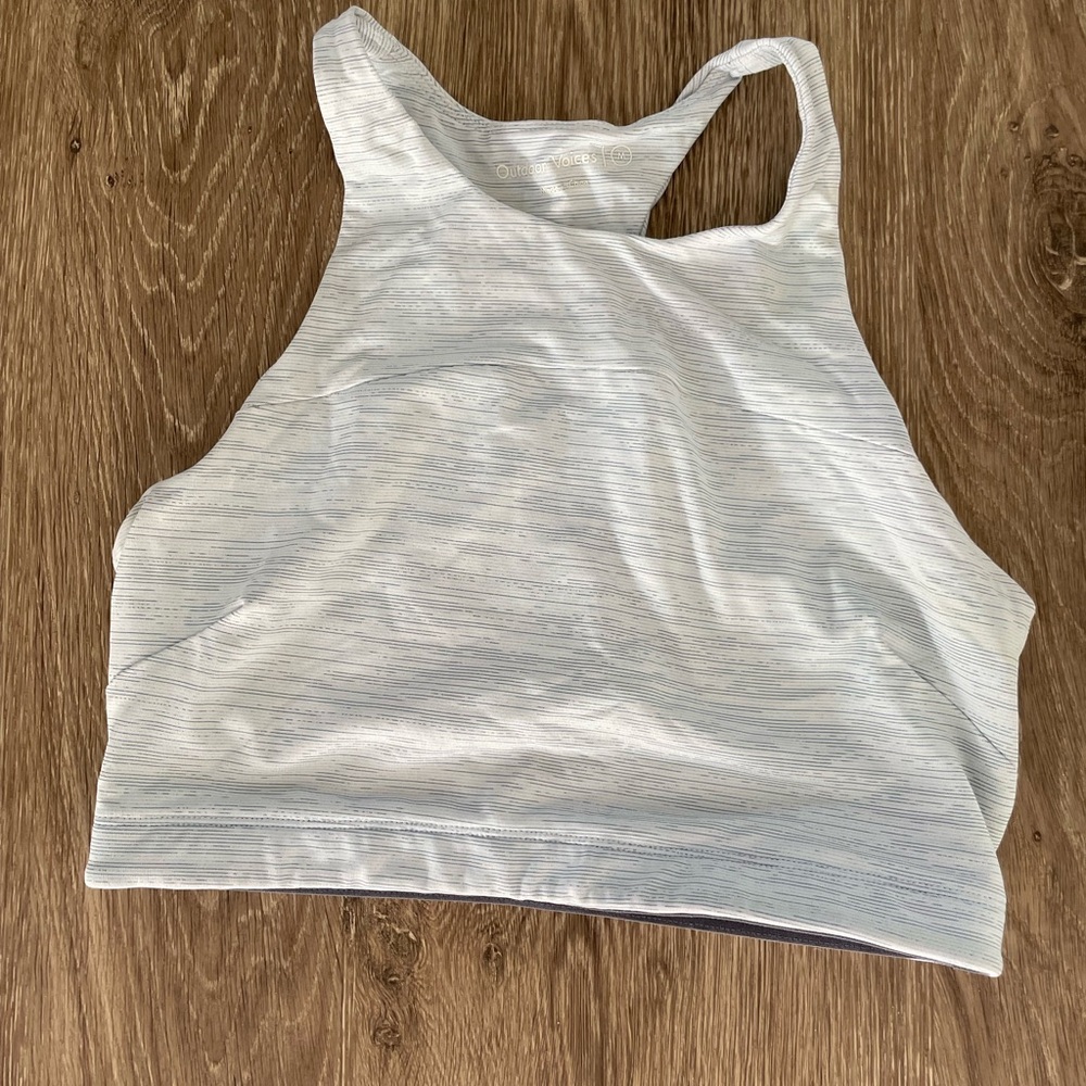 Blue Striped Sports Bra